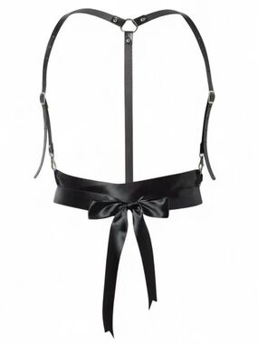 NWT Torrid Nightfall Plus Size 2x Black Faux Leather Ribbon Harness